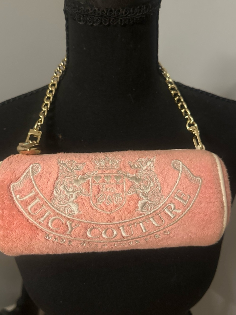 Juicy Couture Coral Pink Plush Chain Shoulder Bag